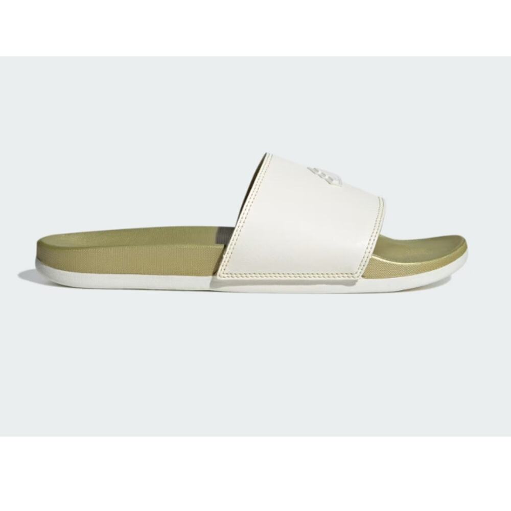 Adidas Unisex White Gold Metallic Adilette Comfort Slide Sandals Size M10 W11 - Picture 11 of 11